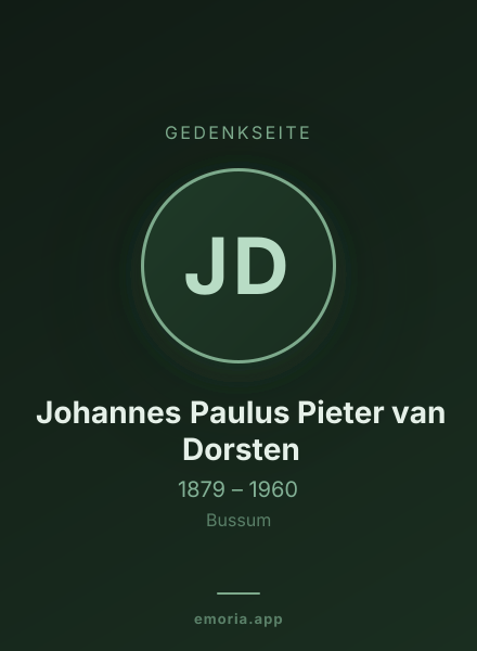 Gedenkportrait von Johannes Paulus Pieter van Dorsten