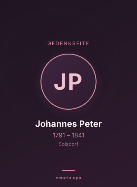 Gedenkportrait von Johannes Peter