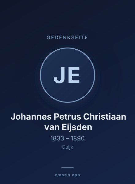 Gedenkportrait von Johannes Petrus Christiaan van Eijsden