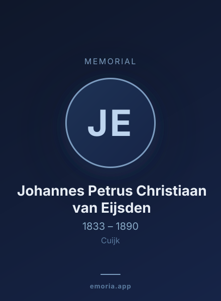 Memorial portrait of Johannes Petrus Christiaan van Eijsden