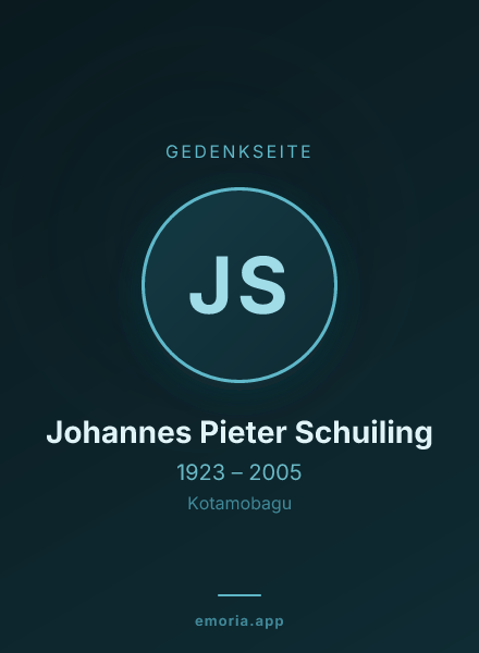 Gedenkportrait von Johannes Pieter Schuiling