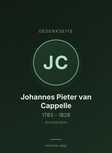 Gedenkportrait von Johannes Pieter van Cappelle
