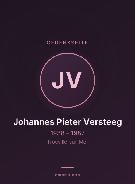 Gedenkportrait von Johannes Pieter Versteeg