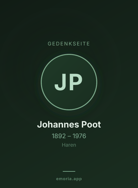 Gedenkportrait von Johannes Poot