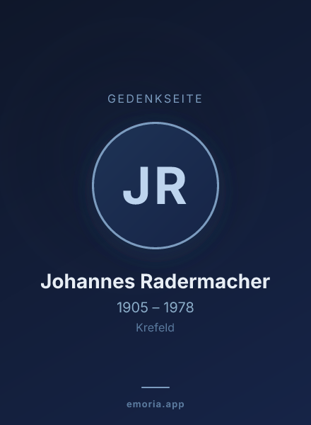 Gedenkportrait von Johannes Radermacher