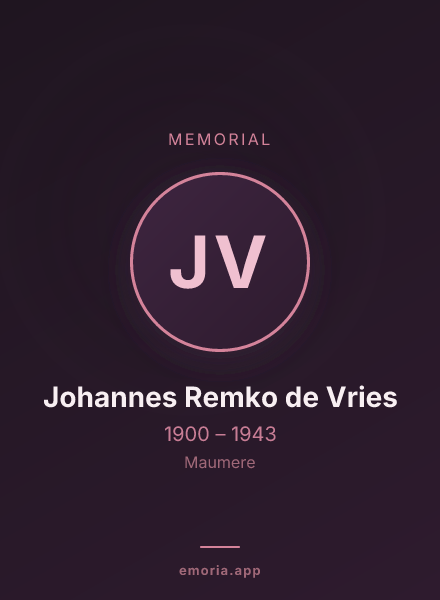 Memorial portrait of Johannes Remko de Vries