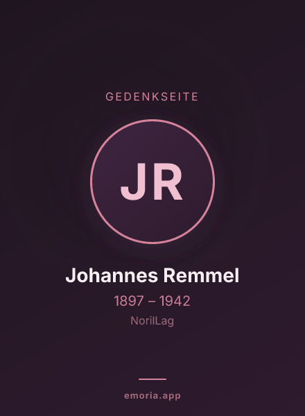 Gedenkportrait von Johannes Remmel