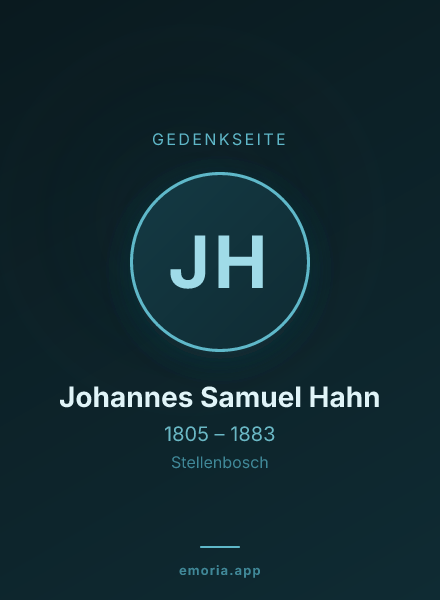 Gedenkportrait von Johannes Samuel Hahn