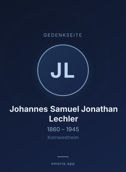 Gedenkportrait von Johannes Samuel Jonathan Lechler