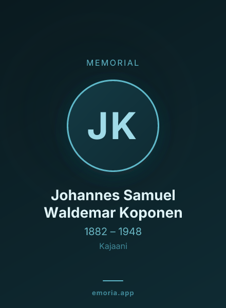 Memorial portrait of Johannes Samuel Waldemar Koponen
