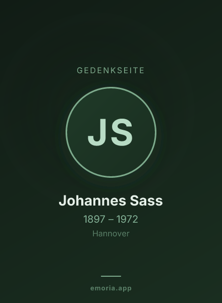 Gedenkportrait von Johannes Sass