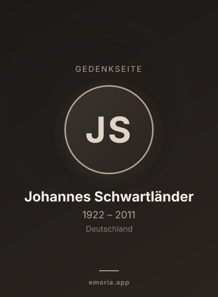 Gedenkportrait von Johannes Schwartländer