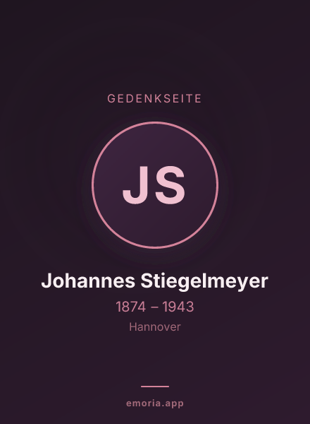 Gedenkportrait von Johannes Stiegelmeyer