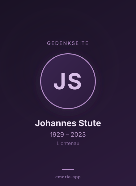 Gedenkportrait von Johannes Stute