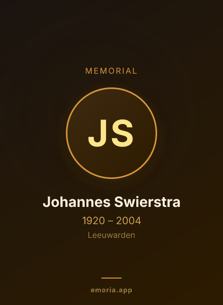 Memorial portrait of Johannes Swierstra