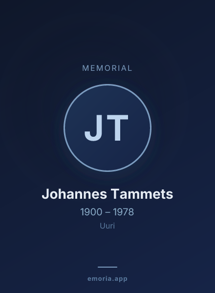 Memorial portrait of Johannes Tammets