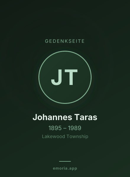 Gedenkportrait von Johannes Taras