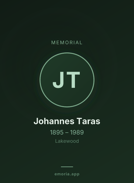 Memorial portrait of Johannes Taras