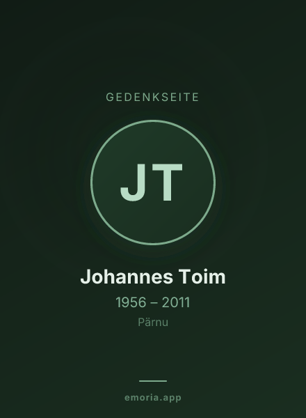 Gedenkportrait von Johannes Toim
