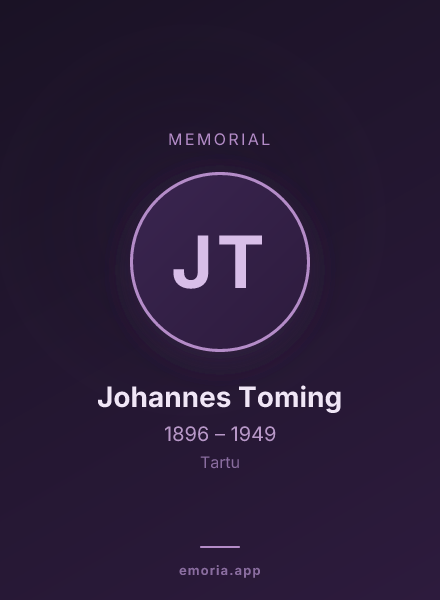 Memorial portrait of Johannes Toming
