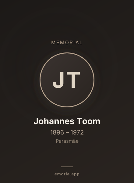 Memorial portrait of Johannes Toom