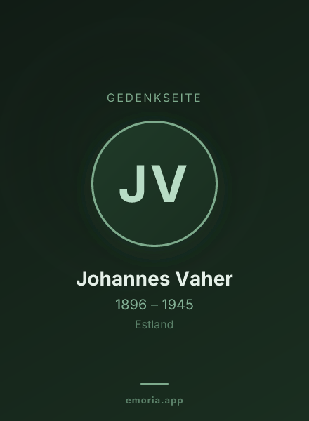 Gedenkportrait von Johannes Vaher