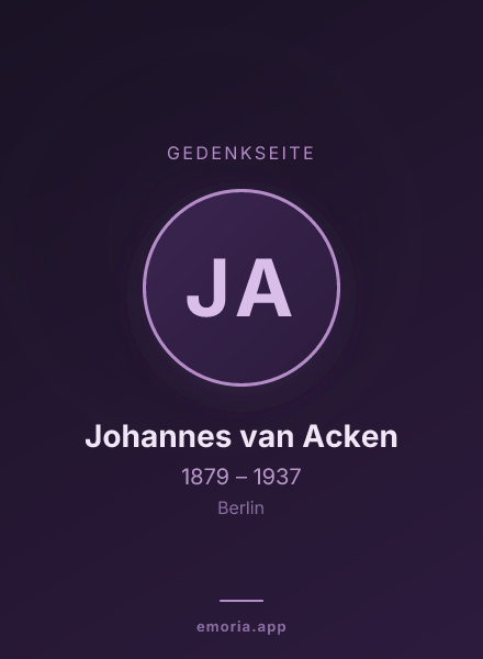 Gedenkportrait von Johannes van Acken