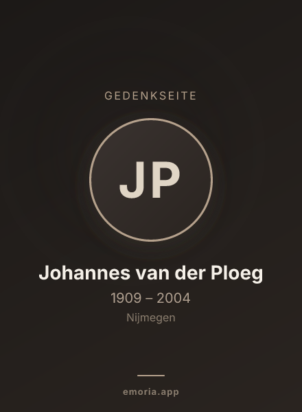 Gedenkportrait von Johannes van der Ploeg