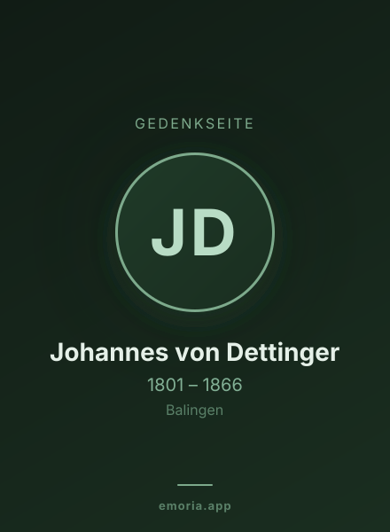 Gedenkportrait von Johannes von Dettinger