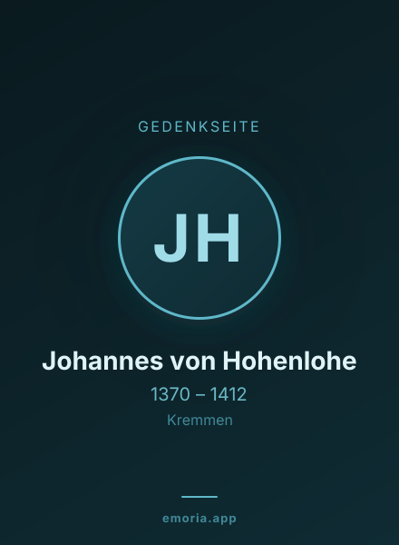 Gedenkportrait von Johannes von Hohenlohe