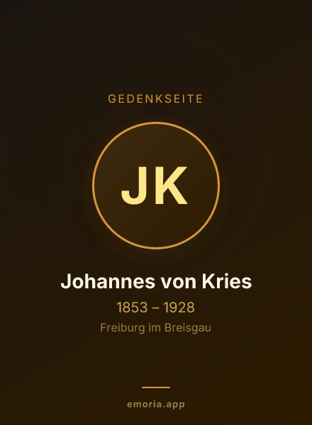 Gedenkportrait von Johannes von Kries