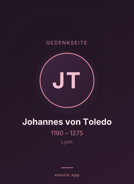 Gedenkportrait von Johannes von Toledo