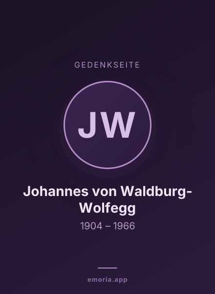 Gedenkportrait von Johannes von Waldburg-Wolfegg