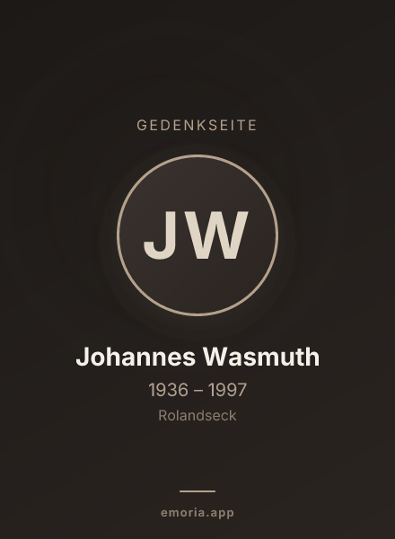 Gedenkportrait von Johannes Wasmuth