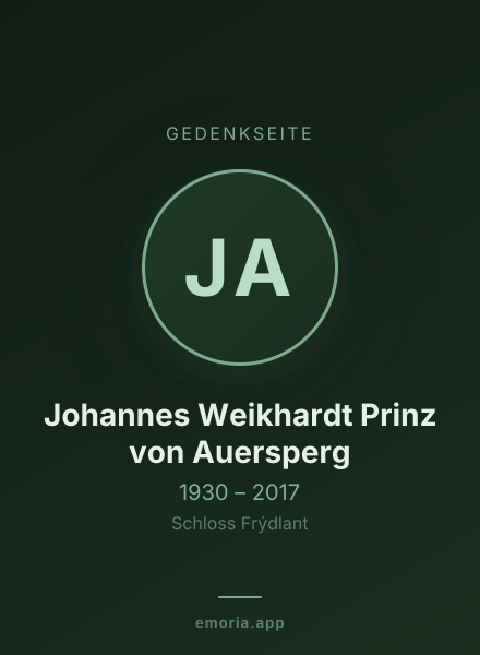 Gedenkportrait von Johannes Weikhardt Prinz von Auersperg