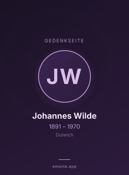 Gedenkportrait von Johannes Wilde