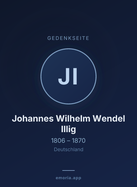 Gedenkportrait von Johannes Wilhelm Wendel Illig