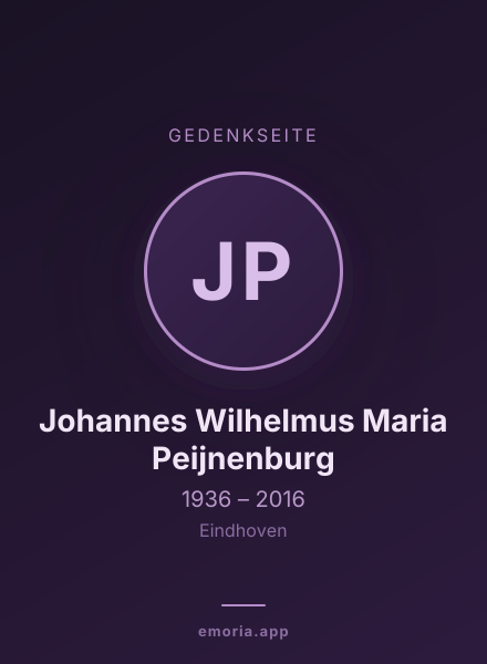 Gedenkportrait von Johannes Wilhelmus Maria Peijnenburg