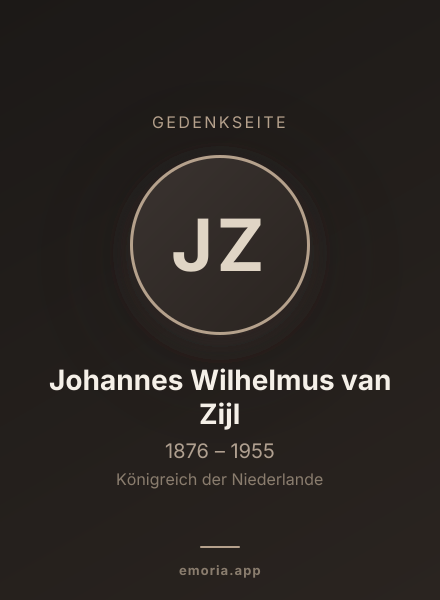 Gedenkportrait von Johannes Wilhelmus van Zijl