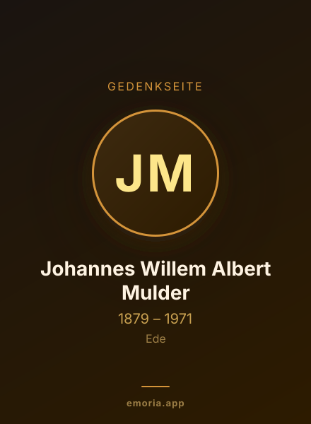 Gedenkportrait von Johannes Willem Albert Mulder