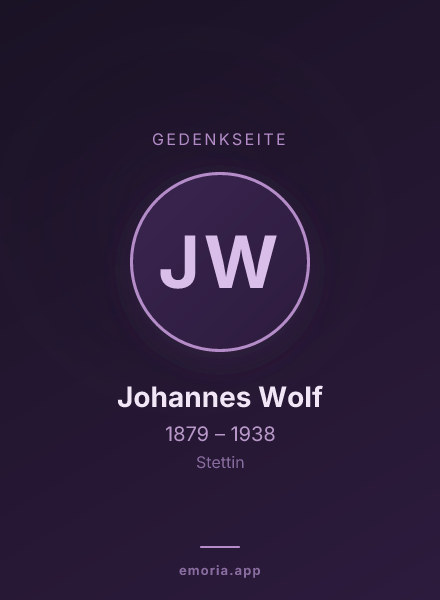 Gedenkportrait von Johannes Wolf