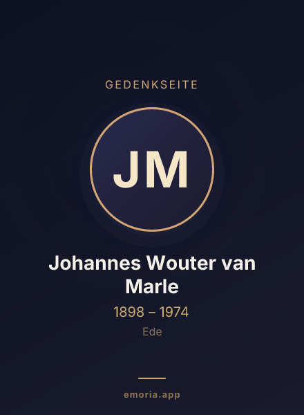 Gedenkportrait von Johannes Wouter van Marle