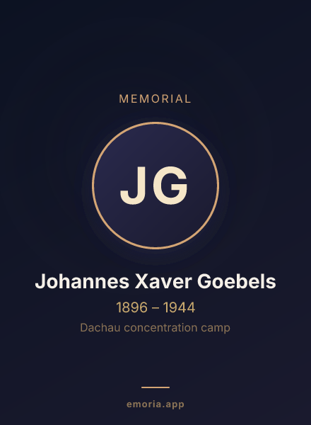 Memorial portrait of Johannes Xaver Goebels