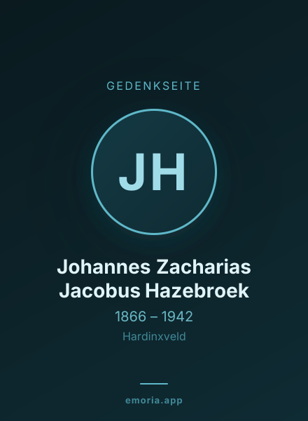 Gedenkportrait von Johannes Zacharias Jacobus Hazebroek