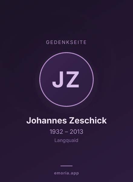 Gedenkportrait von Johannes Zeschick