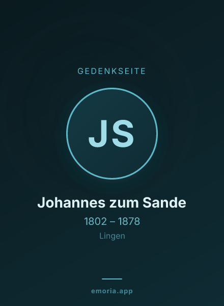 Gedenkportrait von Johannes zum Sande