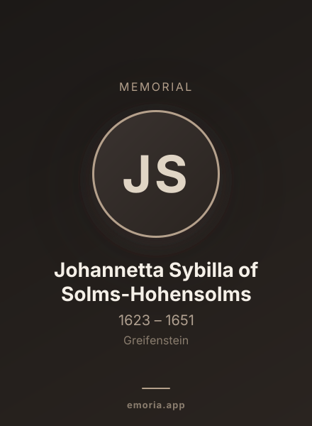Memorial portrait of Johannetta Sybilla of Solms-Hohensolms