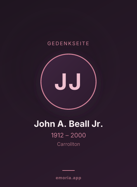 Gedenkportrait von John A. Beall Jr.