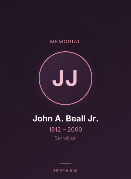 Memorial portrait of John A. Beall Jr.