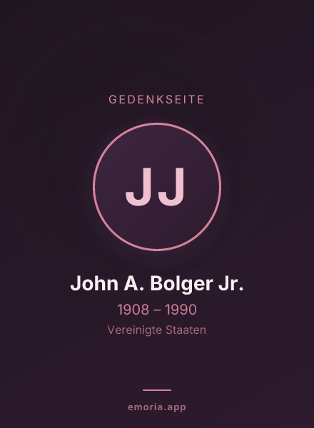 Gedenkportrait von John A. Bolger Jr.